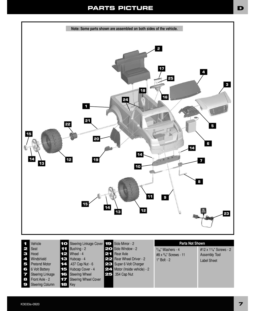 Ford F-150 owner manual Parts Picture, Parts Not Shown 