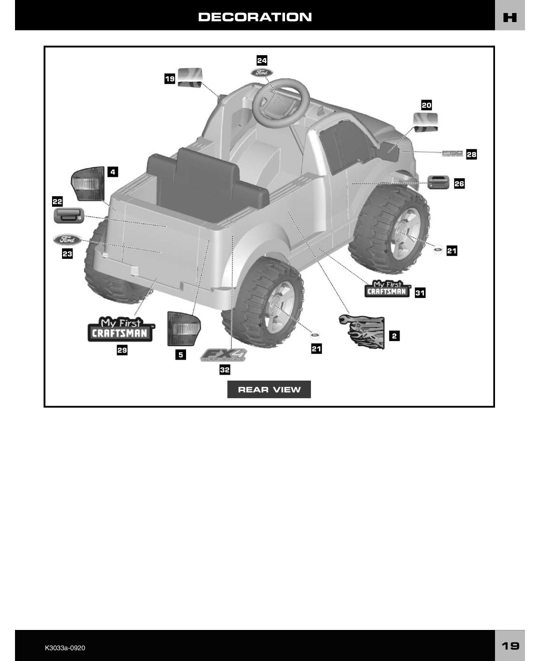 Ford F-150 owner manual Decorationh, Rear View, K3033a-0920 