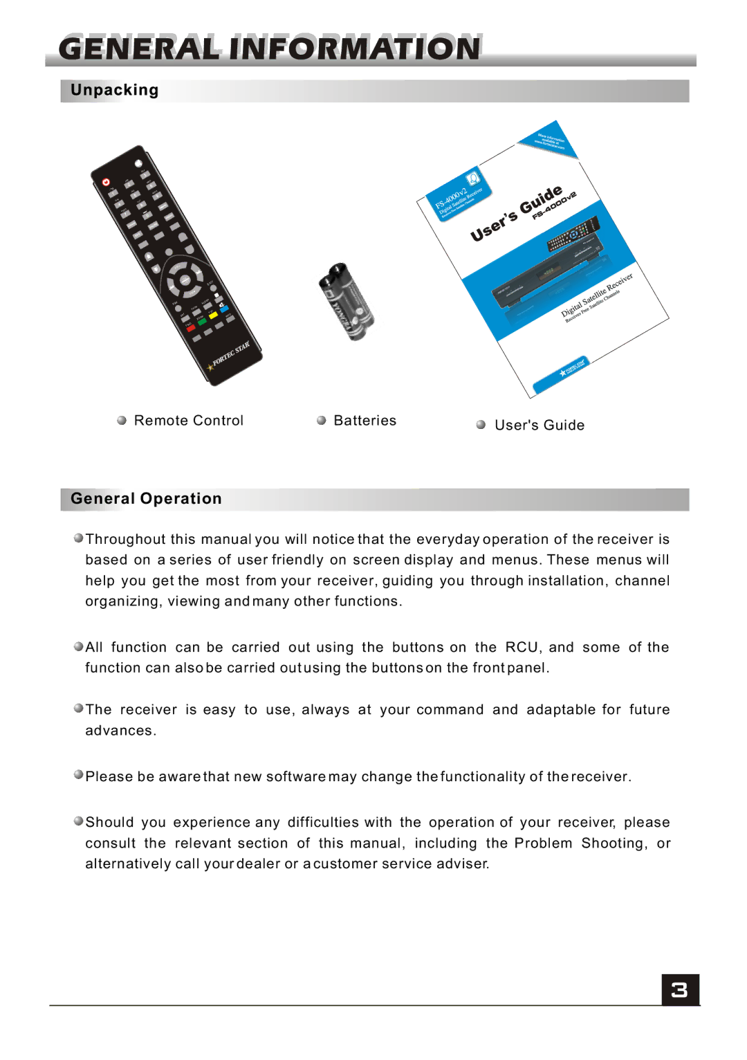 Fortec FS-4000v2 manual General Operation 