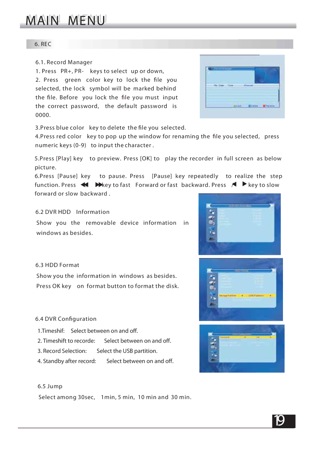 Fortec FSHDT-3300 manual Rec 