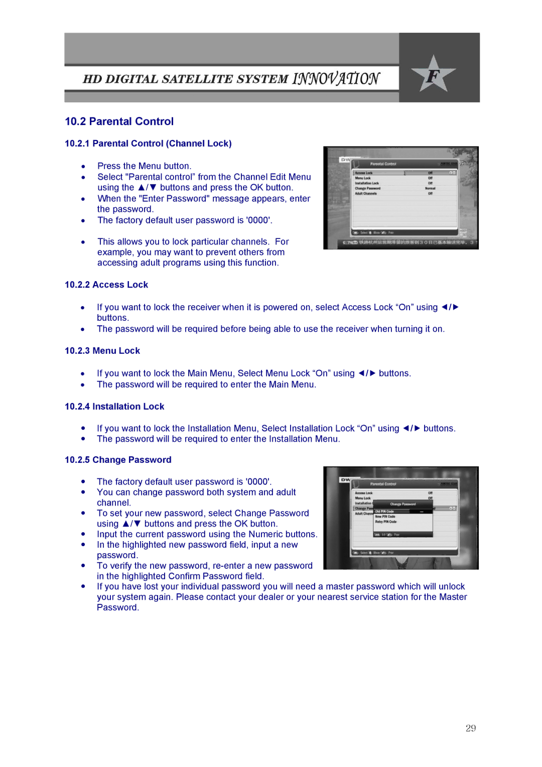 Fortec Innovation manual Parental Control 