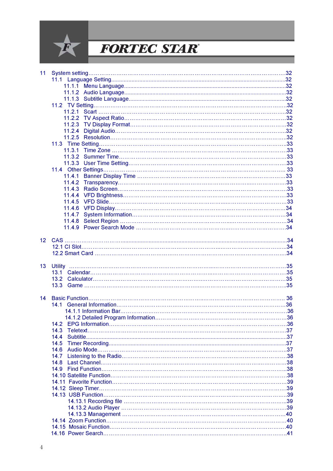 Fortec Innovation manual System setting…………………………………………………………………………………………….32 