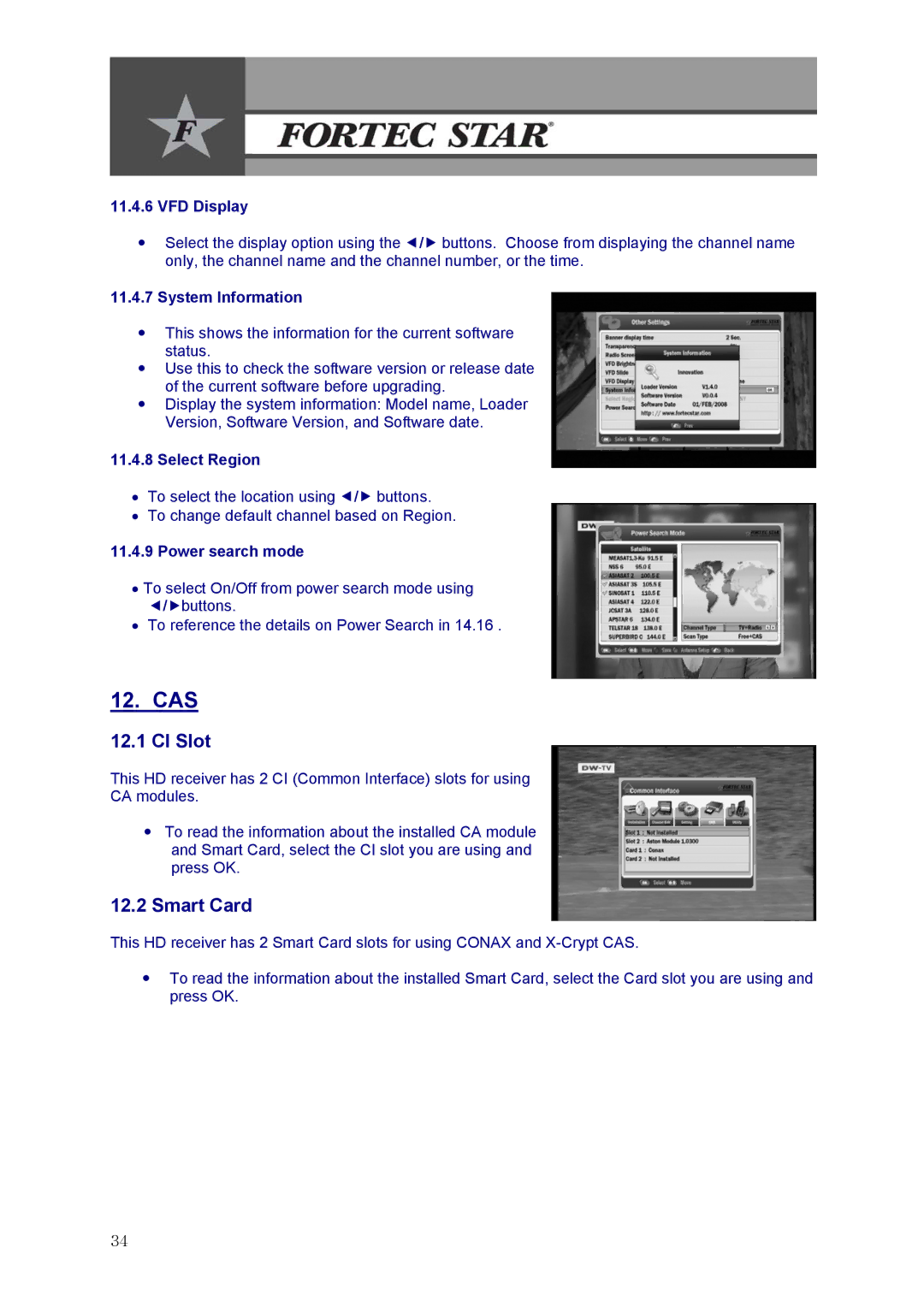 Fortec Innovation manual Cas, CI Slot, Smart Card 