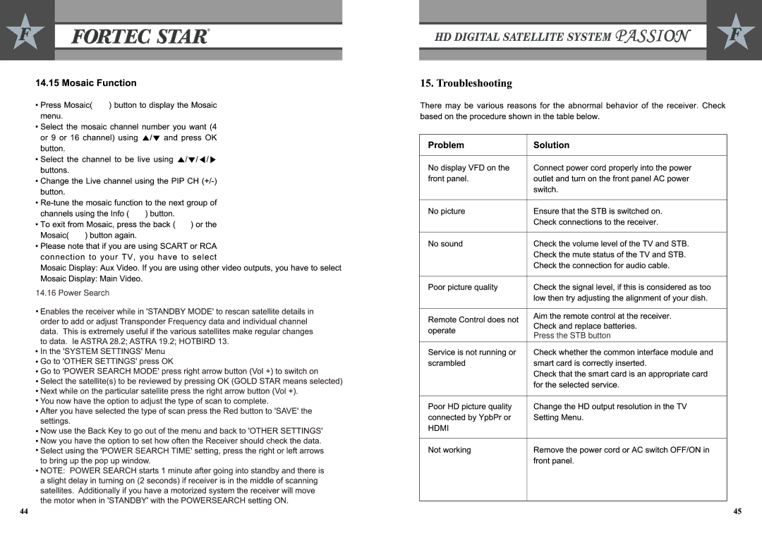 Fortec Passion manual Power Search 