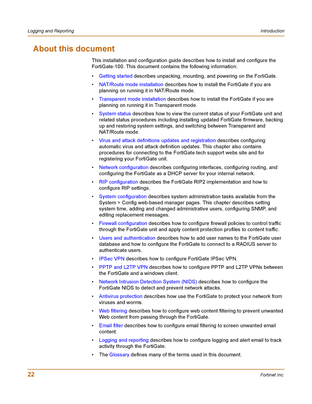 Fortinet 100 user manual About this document 