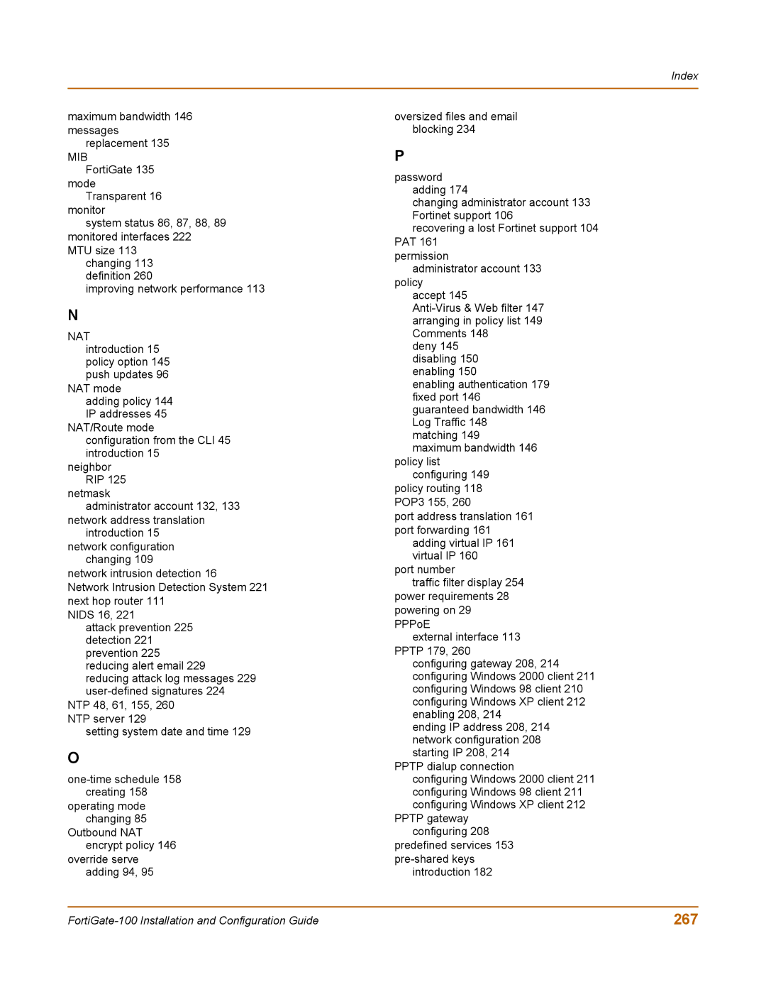 Fortinet 100 user manual 267, Mib 