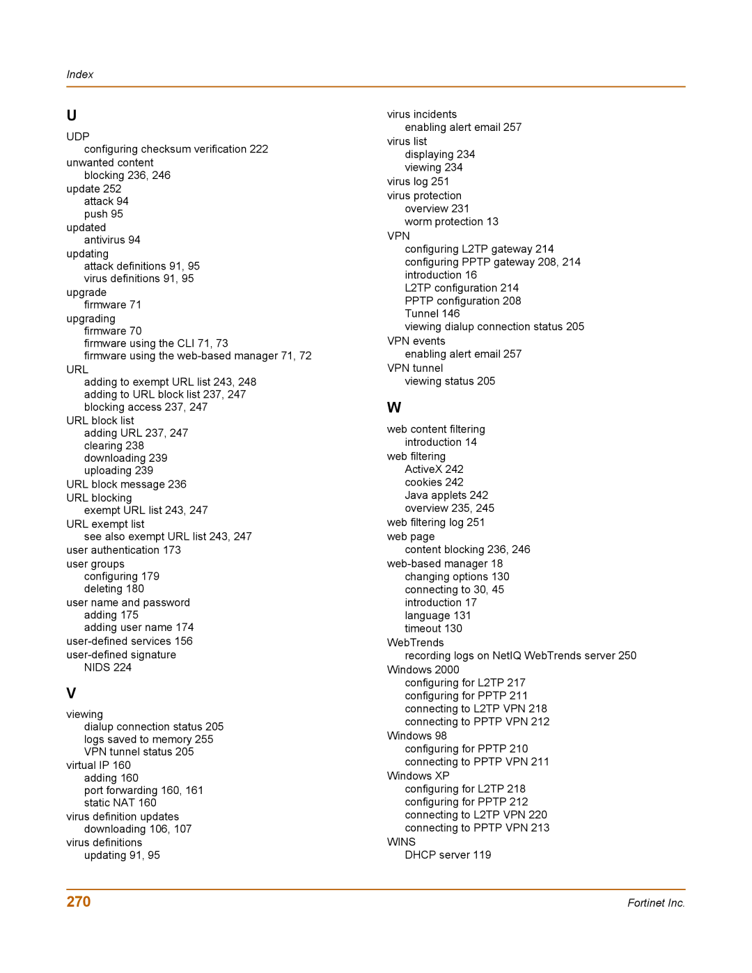 Fortinet 100 user manual 270, Udp 