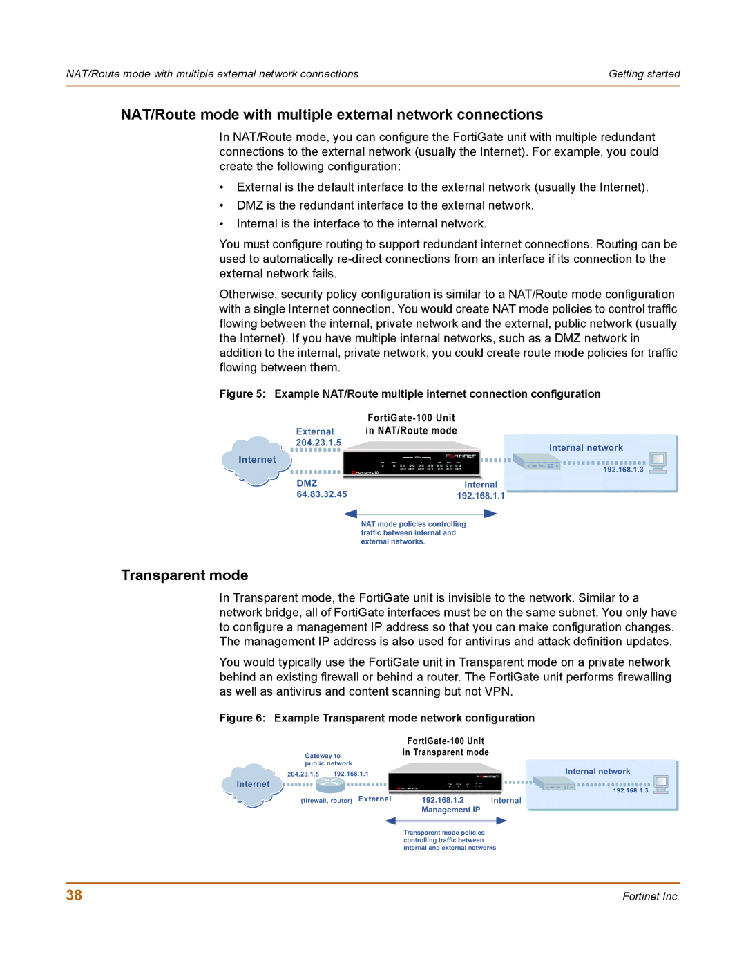 Fortinet 100 user manual NAT/Route mode with multiple external network connections 