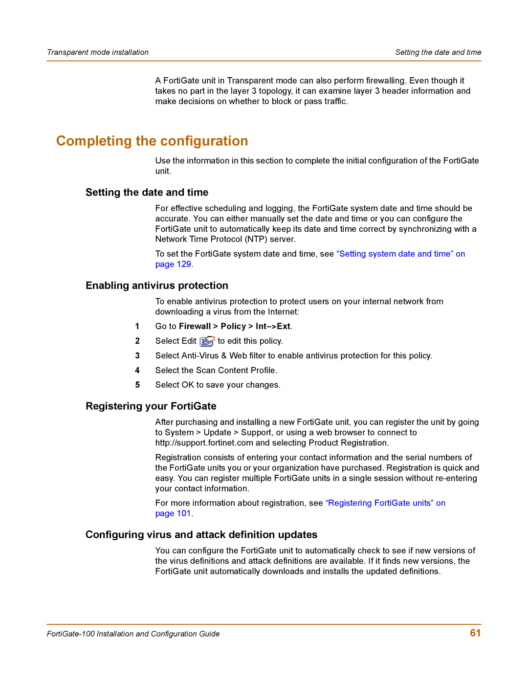 Fortinet 100 user manual Setting the date and time 