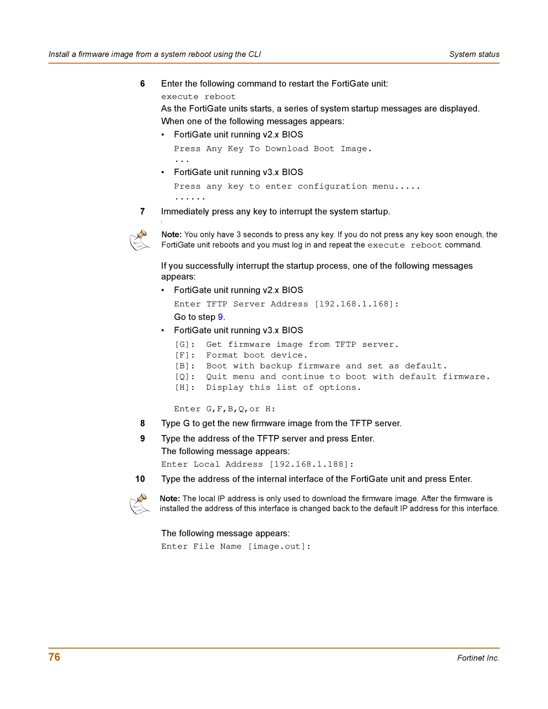 Fortinet 100 user manual Press Any Key To Download Boot Image 