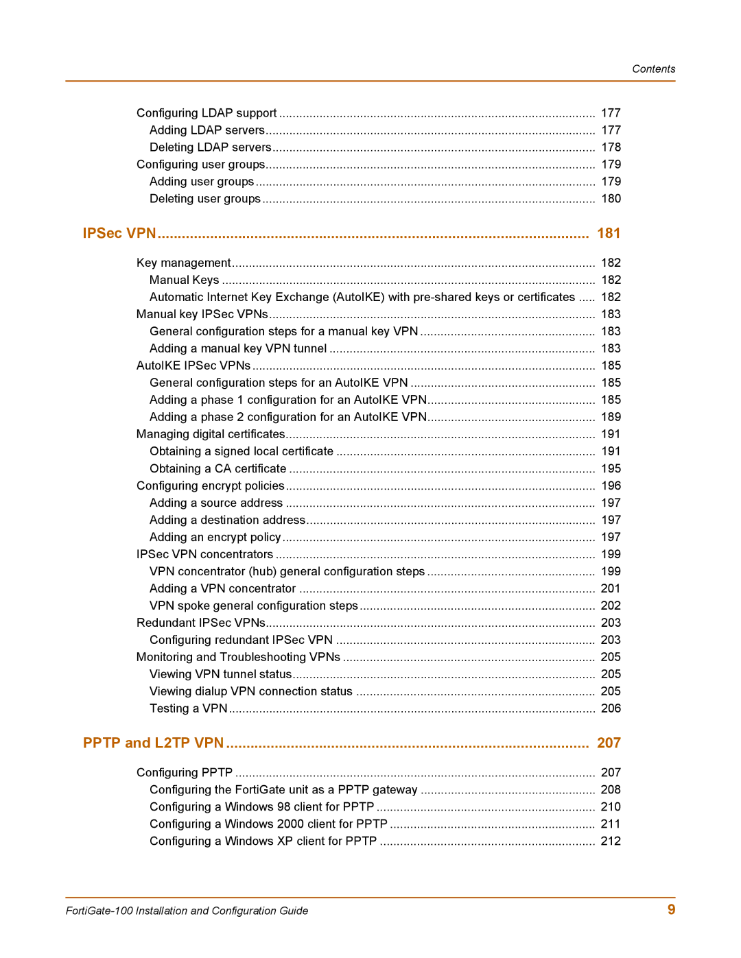 Fortinet 100 user manual IPSec VPN 181 