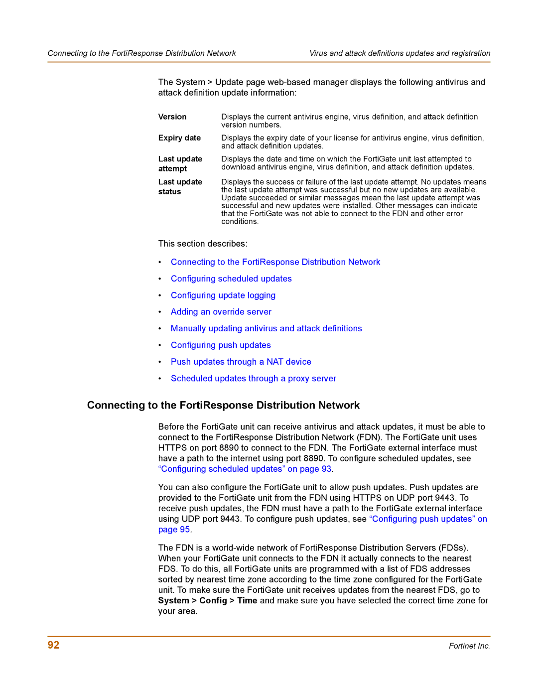 Fortinet 100 user manual Connecting to the FortiResponse Distribution Network 