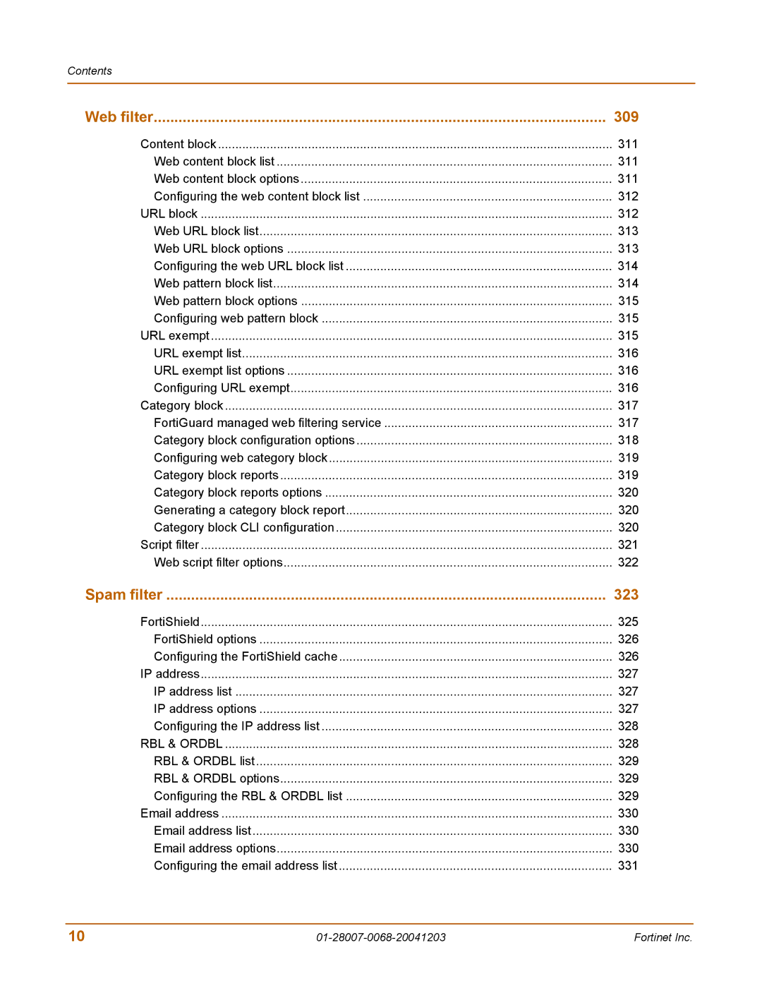 Fortinet 100A manual Web filter 309 