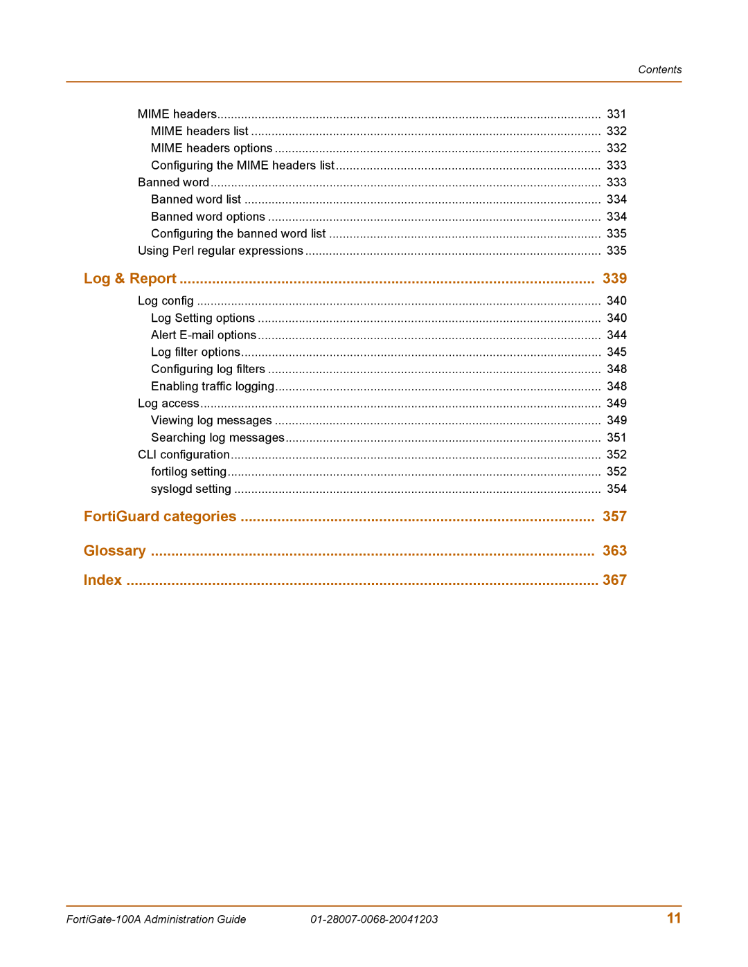 Fortinet 100A manual Log & Report 339 