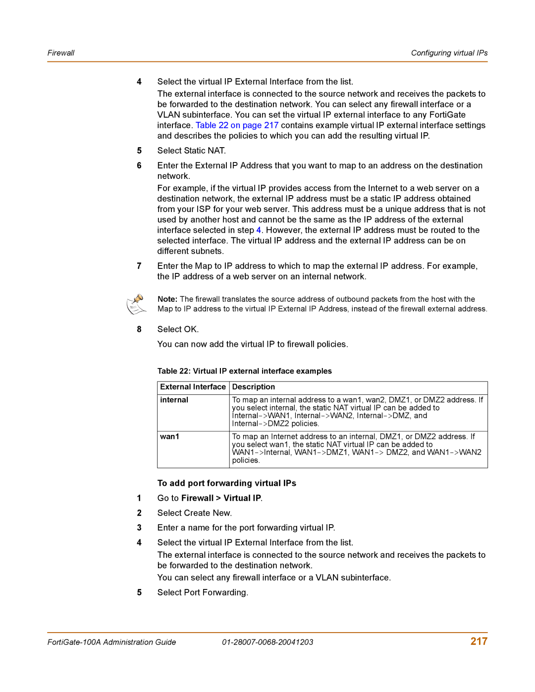 Fortinet 100A manual 217, Wan1 