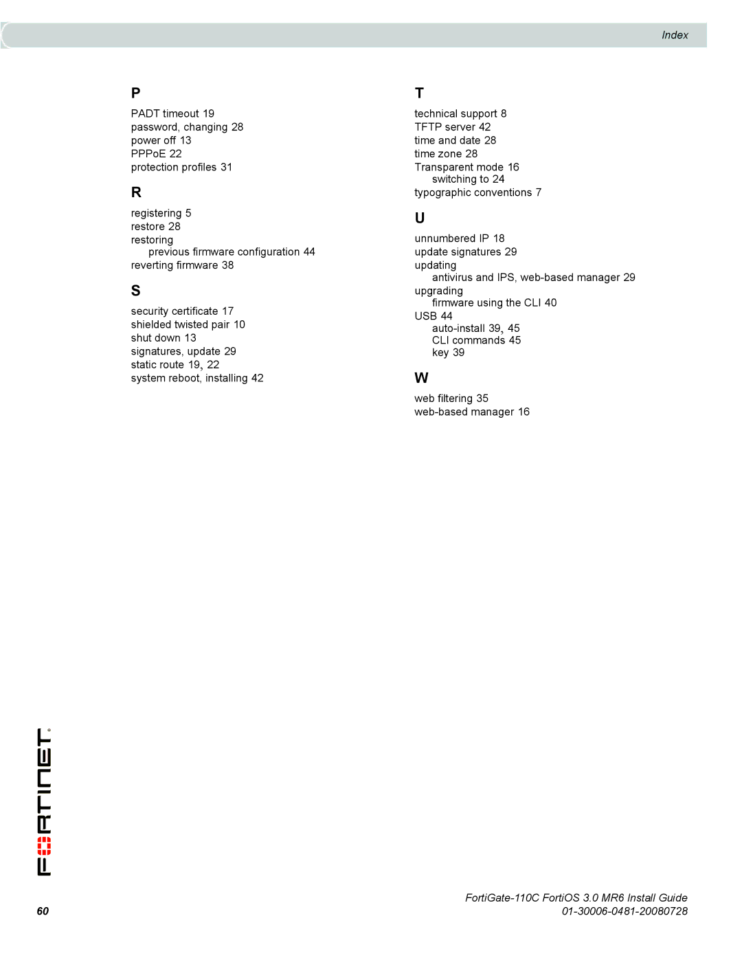 Fortinet 110C manual 01-30006-0481-20080728 