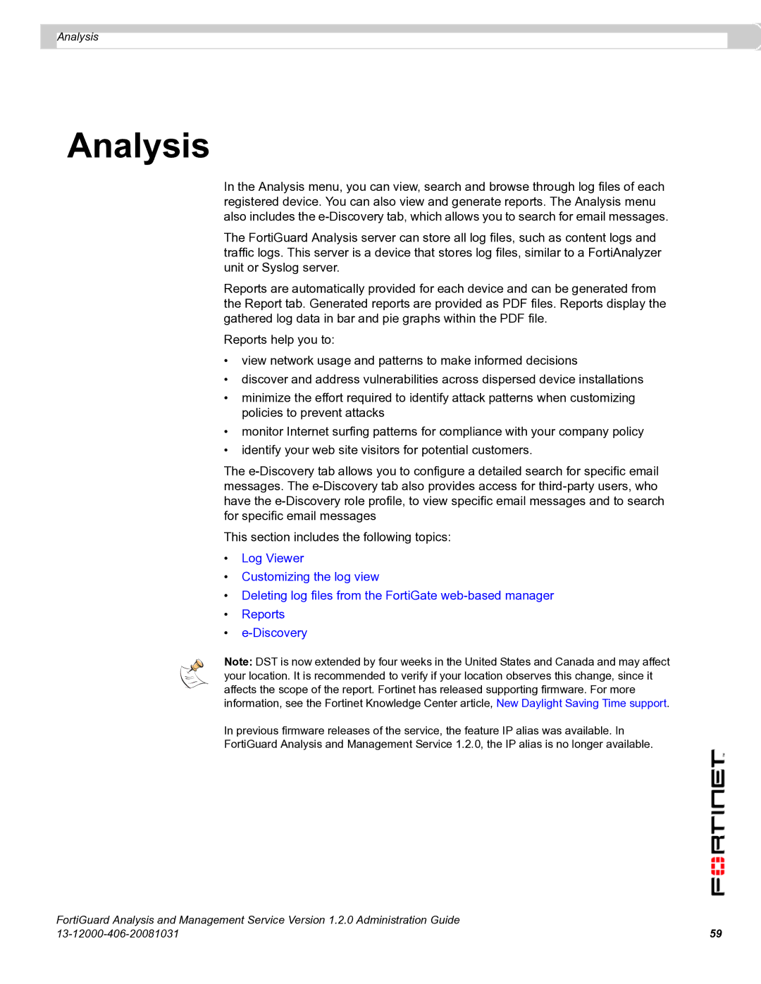 Fortinet 1.2.0 manual Analysis 