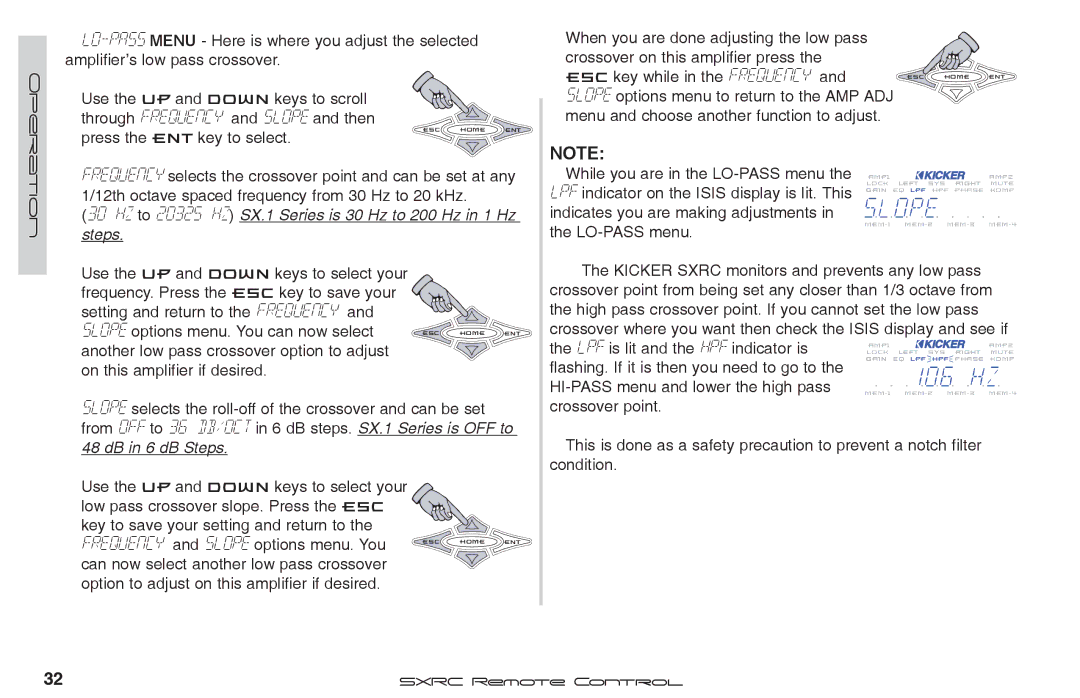 Fortinet 2 SXRC manual Lope, Press the ENT key to select, Menu and choose another function to adjust Operation 