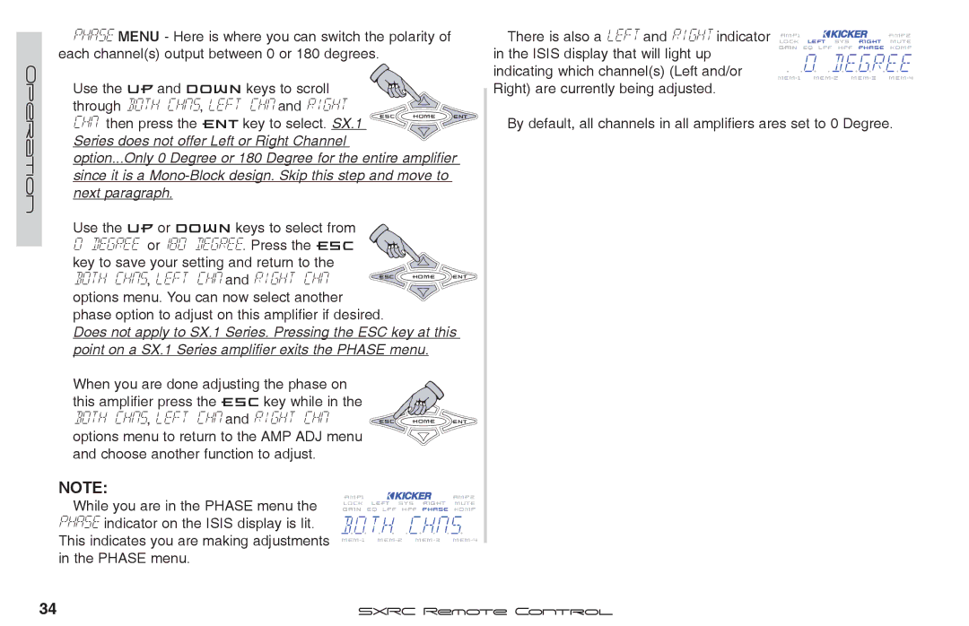 Fortinet 2 SXRC manual Oth chhnns, Degree or180 degree. Press the ESC, Both chns, left chn and right chn 