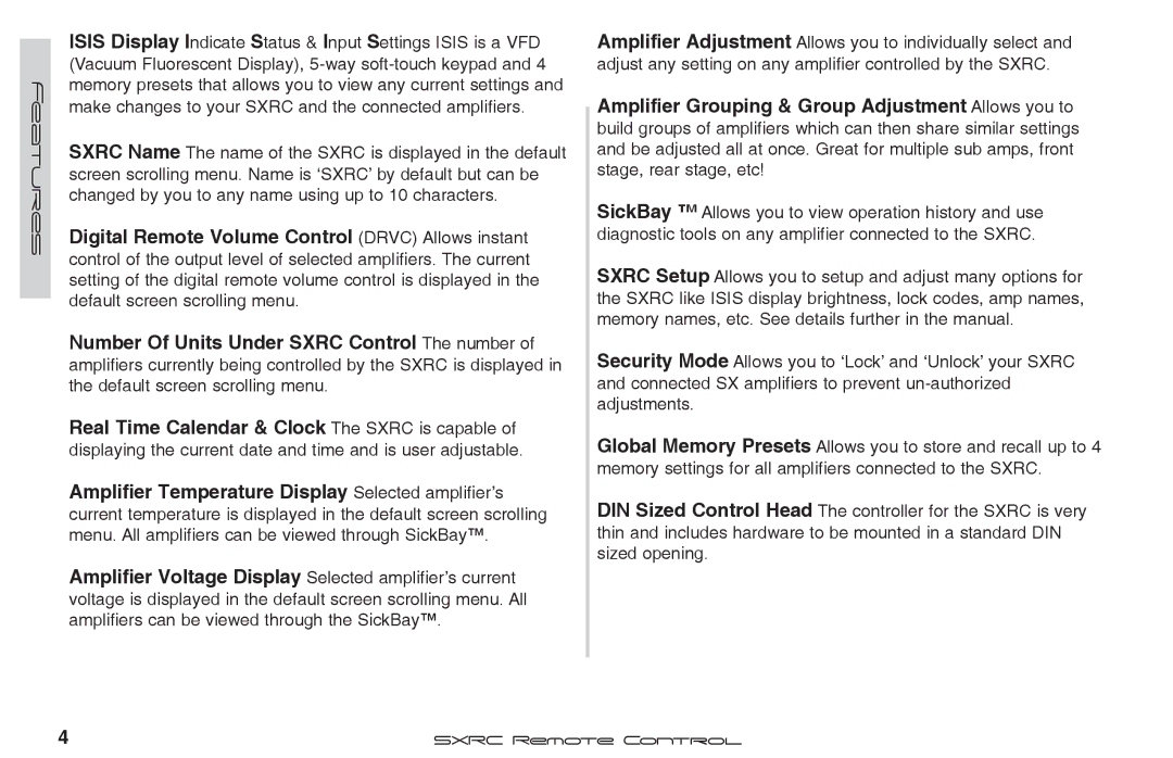 Fortinet 2 SXRC manual Sxrc Remote Control 