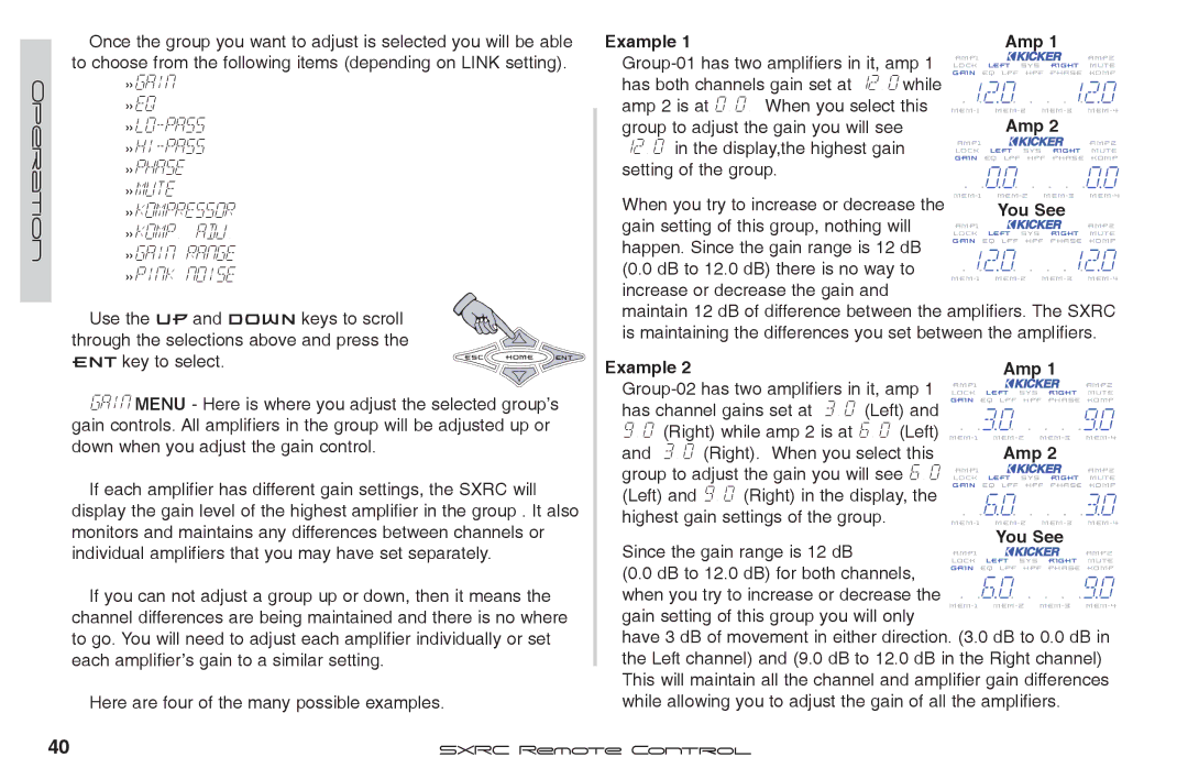 Fortinet 2 SXRC manual Example, Amp, Through the selections above and press, When you try to increase or decrease, You See 