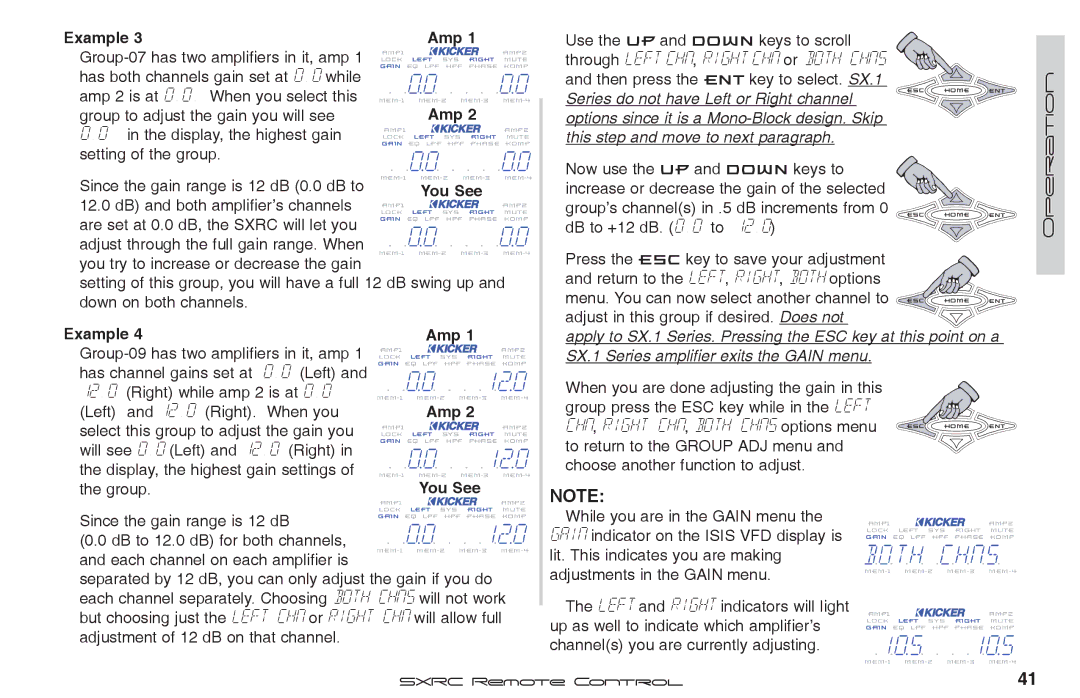 Fortinet 2 SXRC manual Display, the highest gain setting of the group, Adjustments in the Gain menu 