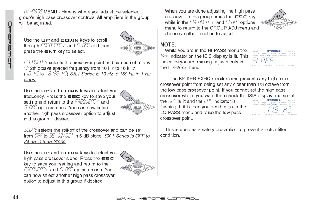 Fortinet 2 SXRC manual Indicates you are making adjustments in the HI-PASS menu 