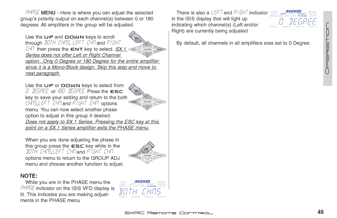 Fortinet 2 SXRC manual Chns,left chn and right chn options, Both chns,left chn and right chn 