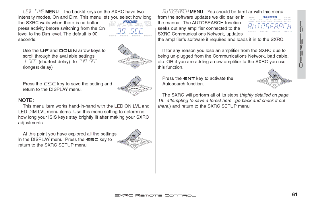 Fortinet 2 SXRC manual Autosearch function, Return to the Sxrc Setup menu 