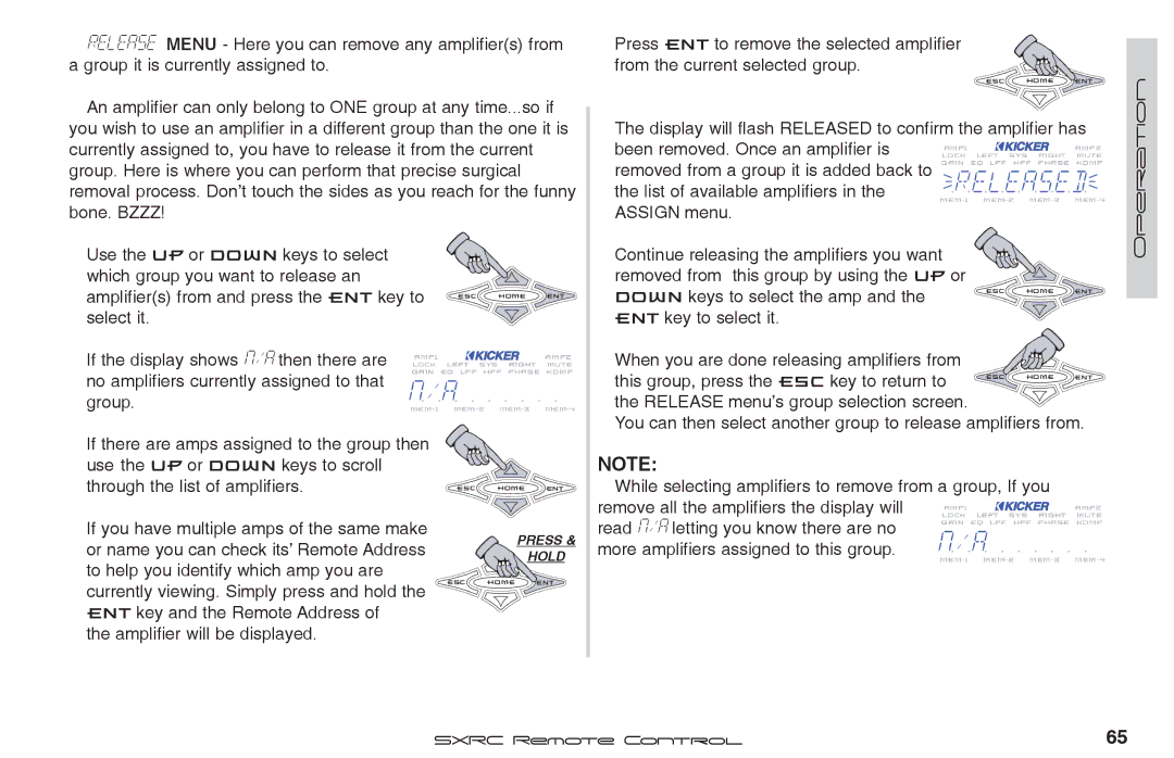 Fortinet 2 SXRC manual Select it, No amplifiers currently assigned to that, Group, Amplifier will be displayed 