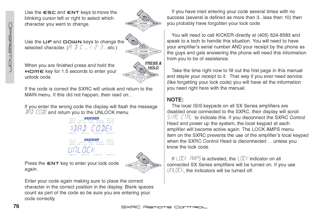 Fortinet 2 SXRC manual Press the ENT key to enter your lock code, Again 