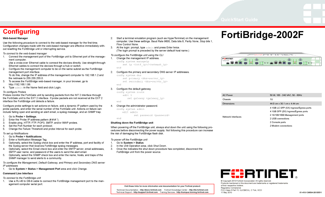 Fortinet 2002F quick start Configuring 