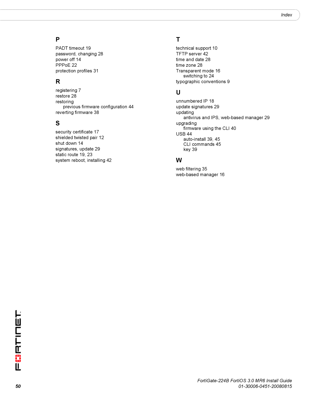 Fortinet 224B manual Web filtering 35 web-based manager 