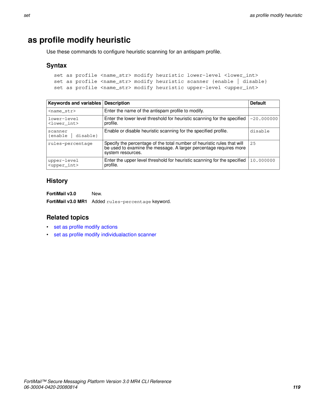 Fortinet 3.0 MR4 manual As profile modify heuristic 