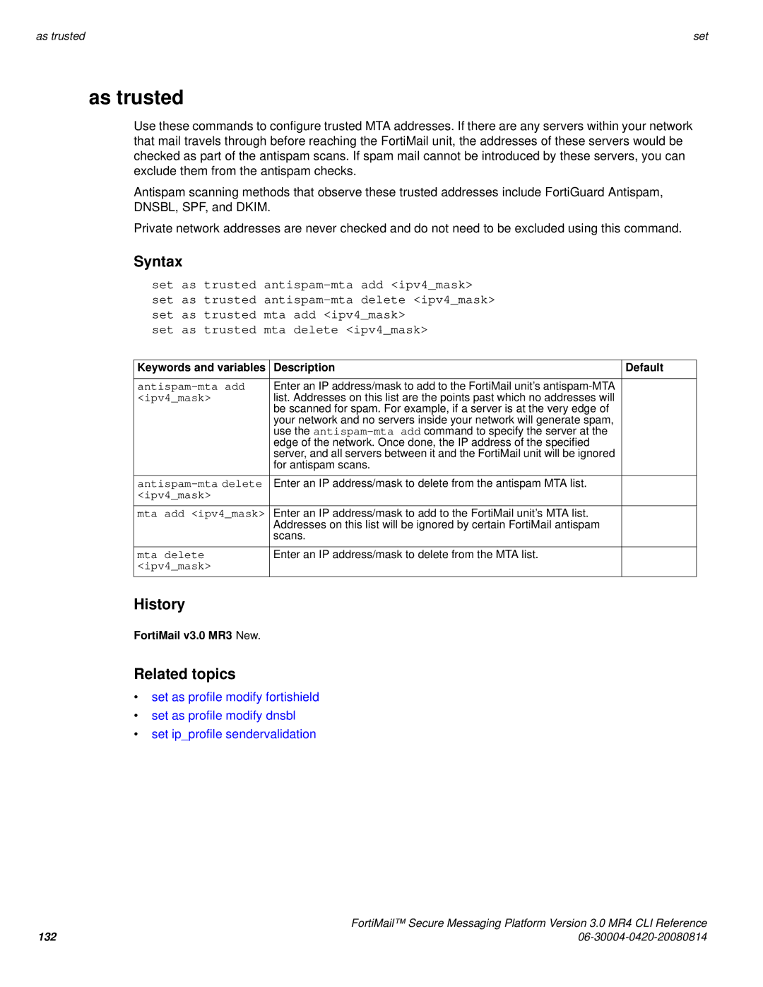 Fortinet 3.0 MR4 manual As trusted 