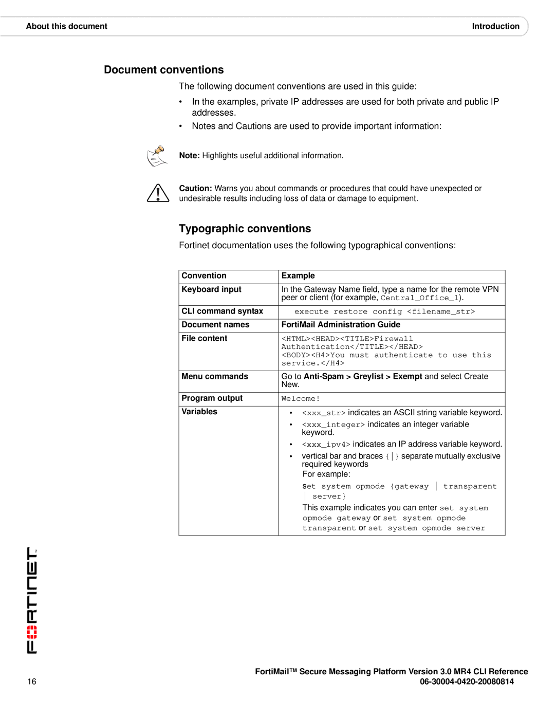 Fortinet 3.0 MR4 Execute restore config filenamestr, HTMLHEADTITLEFirewall, Authentication/TITLE/HEAD, Service./H4, Server 