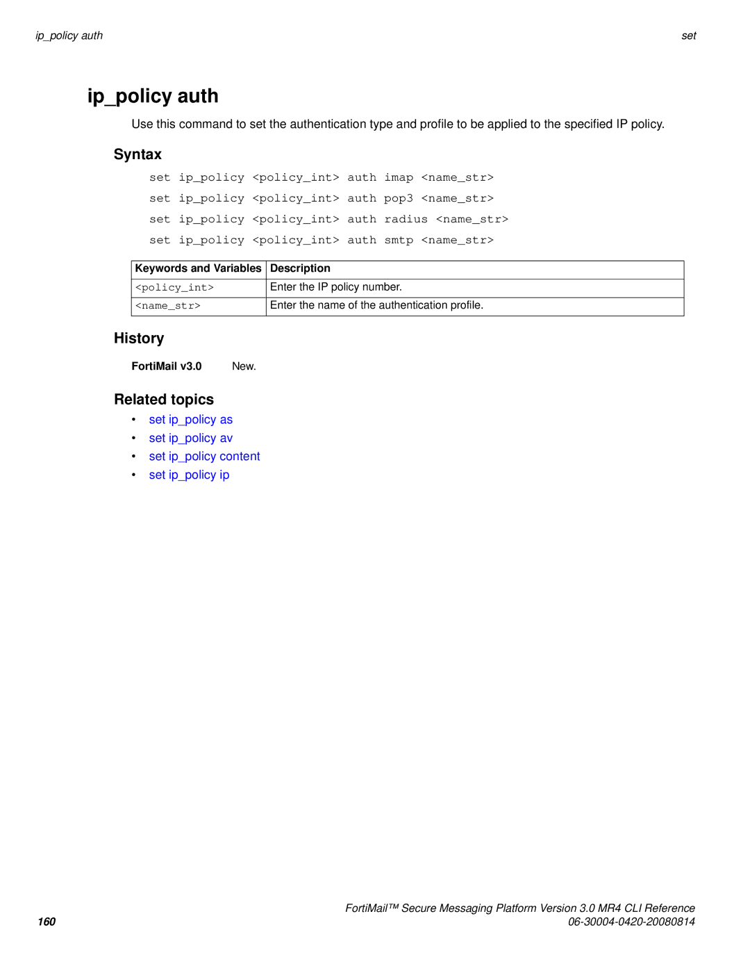 Fortinet 3.0 MR4 manual Ippolicy auth 