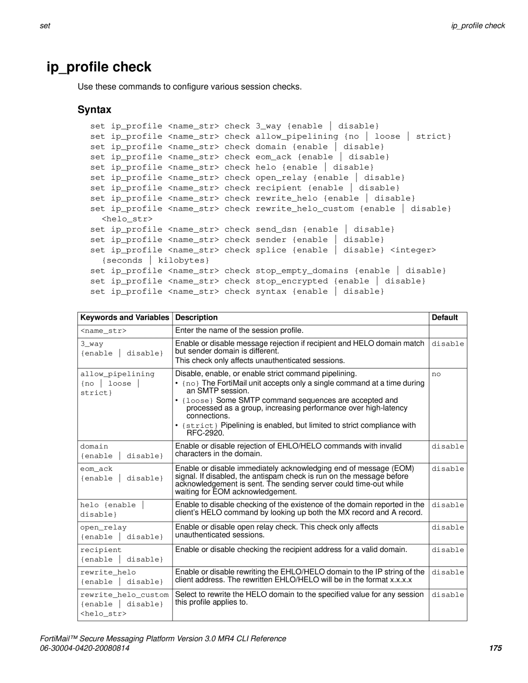 Fortinet 3.0 MR4 manual Ipprofile check 