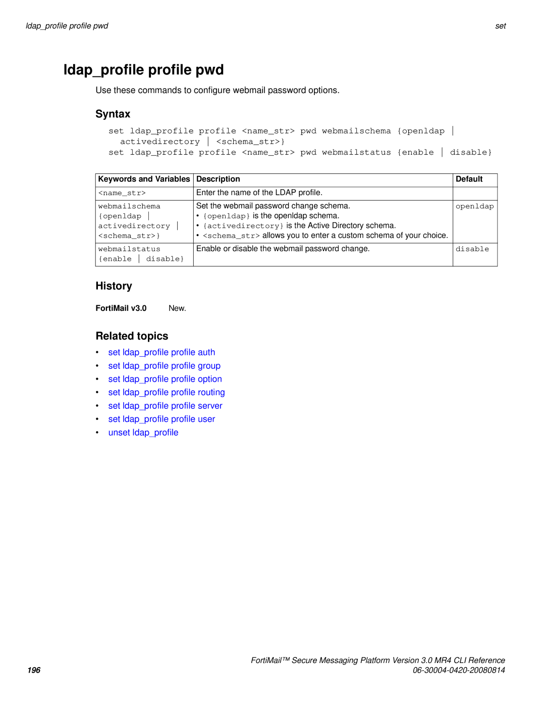 Fortinet 3.0 MR4 manual Ldapprofile profile pwd 