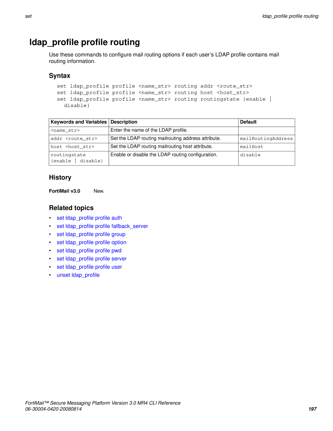 Fortinet 3.0 MR4 manual Ldapprofile profile routing 