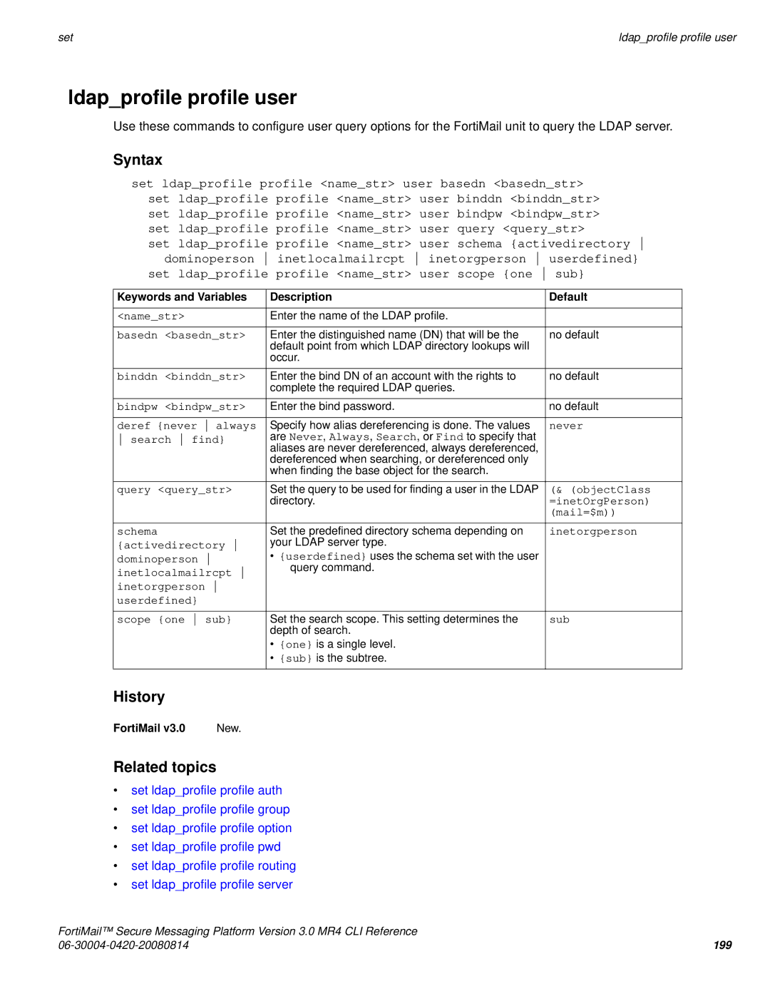 Fortinet 3.0 MR4 manual Ldapprofile profile user 