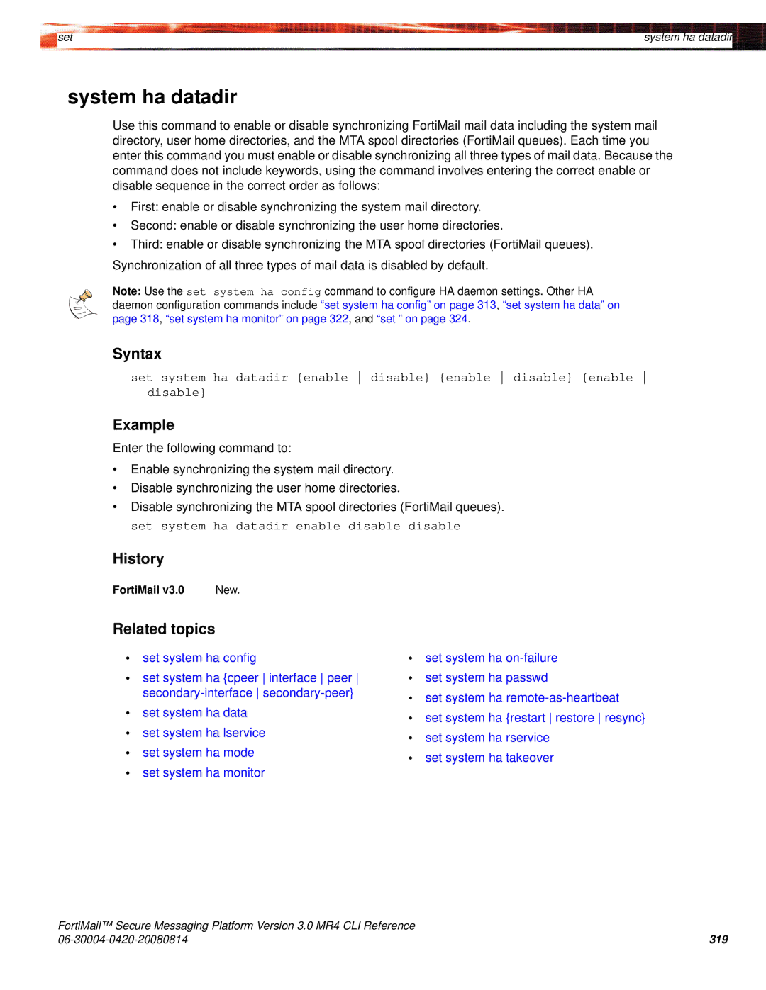 Fortinet 3.0 MR4 manual System ha datadir 