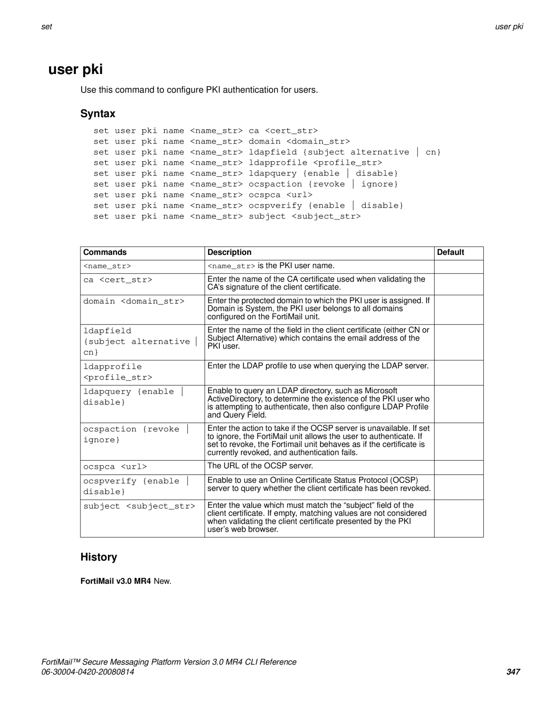 Fortinet 3.0 MR4 manual User pki 