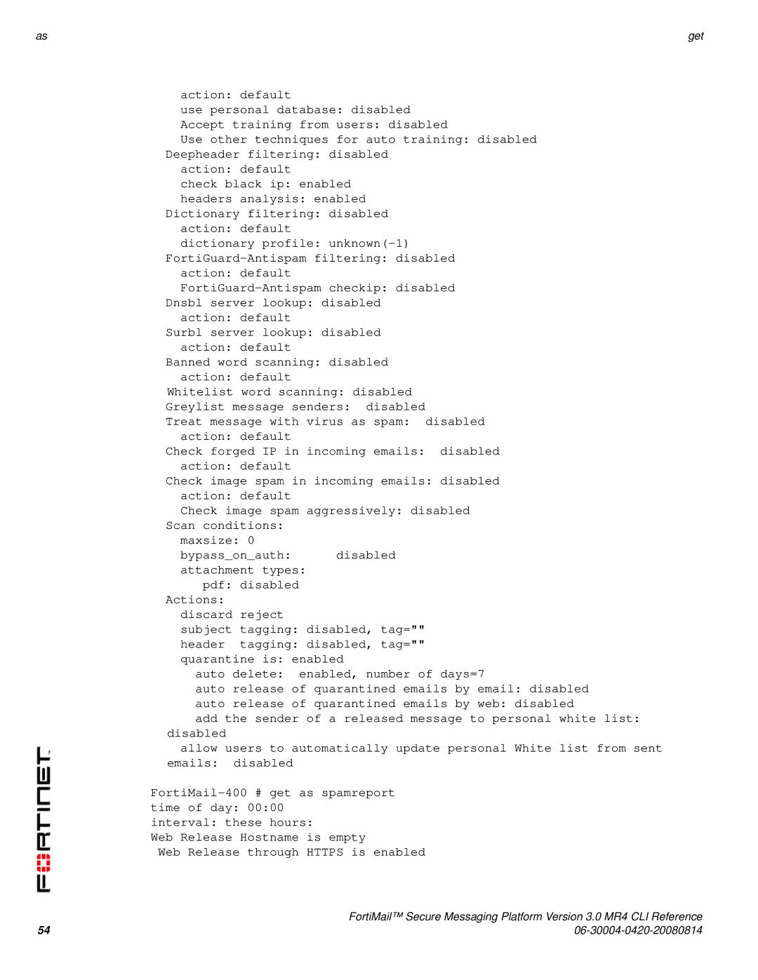Fortinet 3.0 MR4 manual Get 