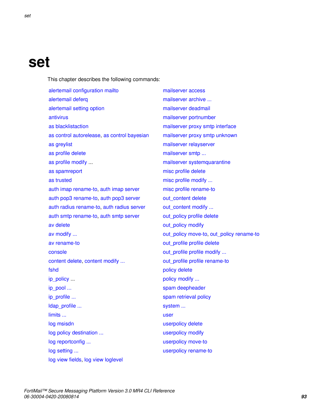 Fortinet 3.0 MR4 manual Set 