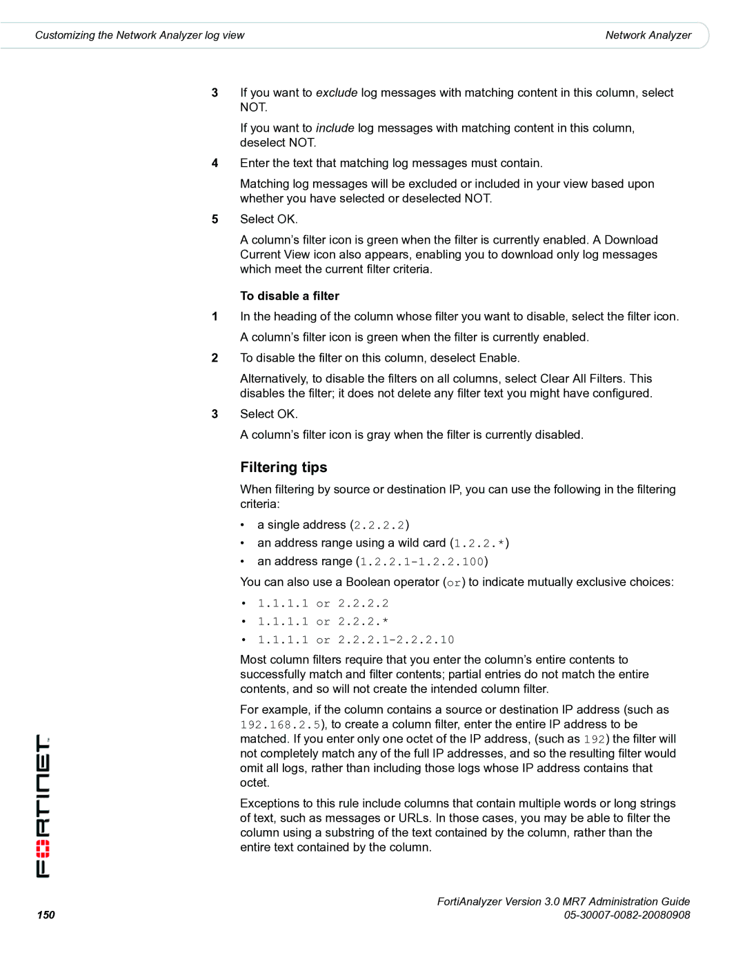 Fortinet 3.0 MR7 manual 150 