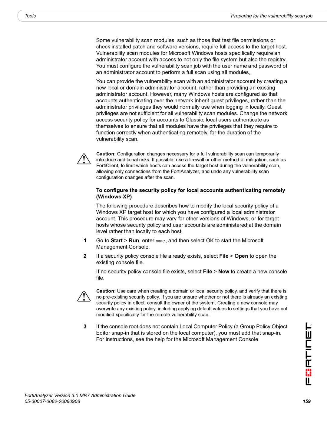 Fortinet 3.0 MR7 manual 159 