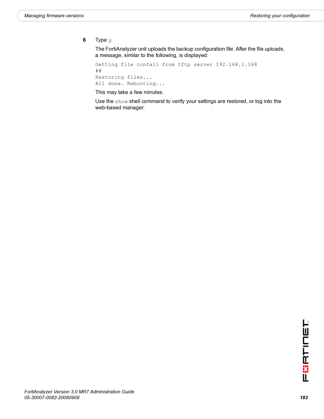 Fortinet 3.0 MR7 manual 183 