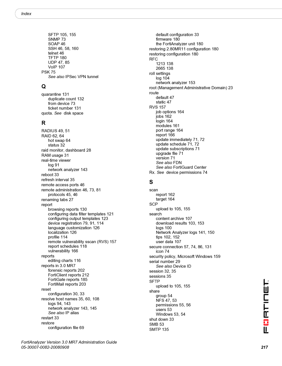 Fortinet 3.0 MR7 manual Rfc, 217 