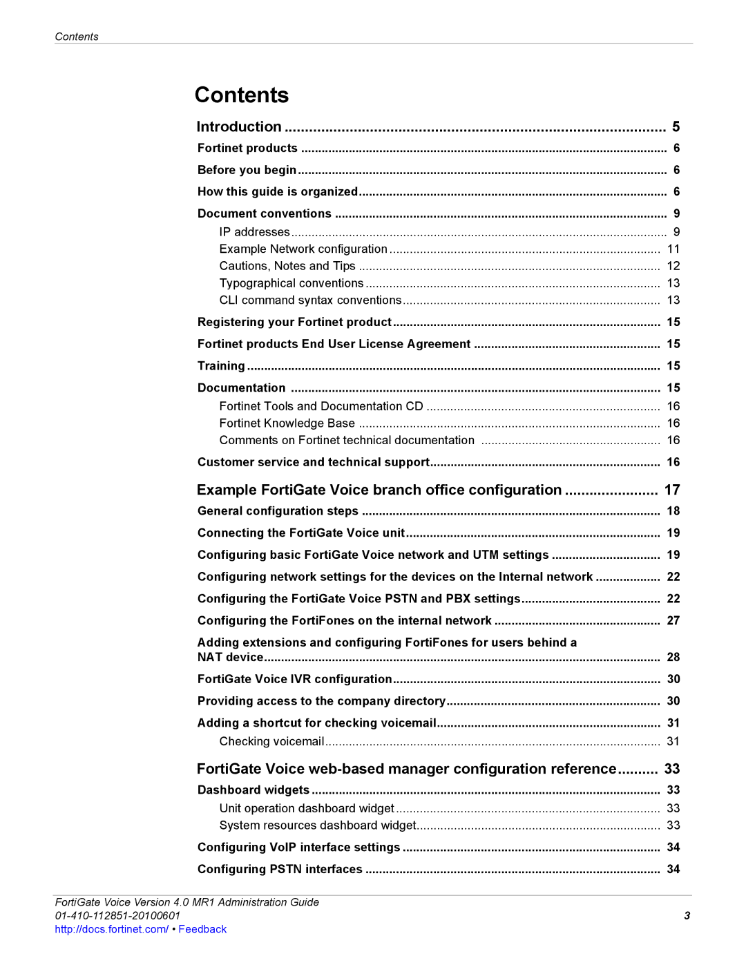 Fortinet 4.0 MR1 manual Contents 